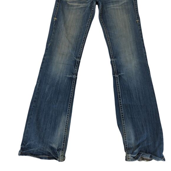 Cowgirl Tuff Bootcut Jeans 27 Tried True Bling Studs White Stitch Tall Stretch - Picture 4 of 9